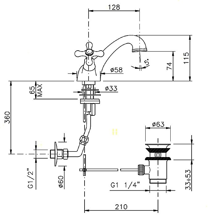 Смеситель для раковины Nicolazzi Nuova Brenta 2532BZ бронза купить в интернет-магазине сантехники Sanbest