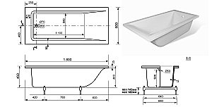 Ванна Taliente Egoista Matt EG2318080-1Matt 180х80 белая матовая купить в интернет-магазине Sanbest