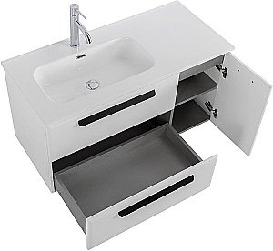 Тумба с раковиной Cezares ECO-CER-N 100 ECO-CER-N-1000-2C-1A-SO-BL белая глянцевая для ванной в интернет-магазине Sanbest