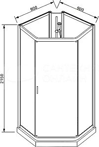 Душевая кабина Parly Penta P91, раздвижные двери, ABS-поддон, прозрачная купить в интернет-магазине Sanbest