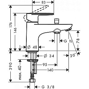 Смеситель для ванны Hansgrohe Monotrou Vernis Blend 71446000 купить в интернет-магазине сантехники Sanbest