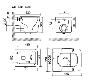 Унитаз подвесной Ceramica Nova Miro CN11003T белый, безободковый, с крышкой микролифт, слив торнадо купить в интернет-магазине Sanbest
