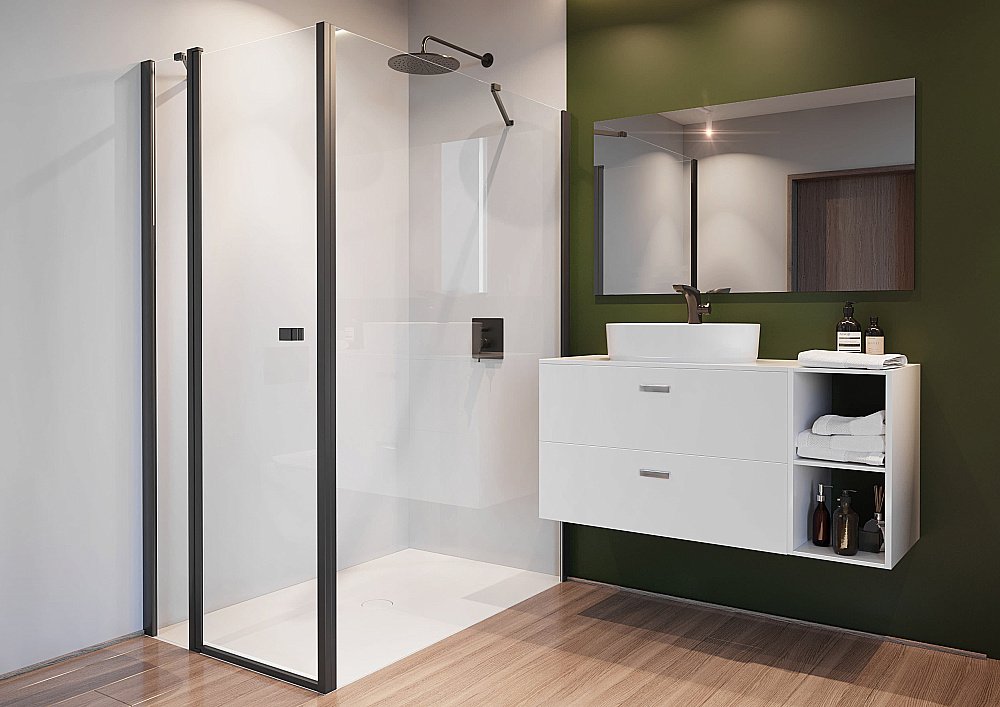 Душевой уголок Roca Capital 100х90 черный купить в интернет-магазине Sanbest