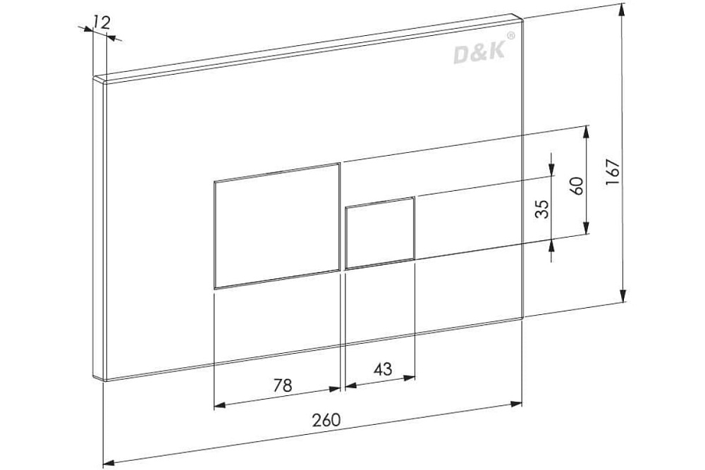 Кнопка для инсталляции D&K Quadro DB1519001 купить в интернет-магазине сантехники Sanbest