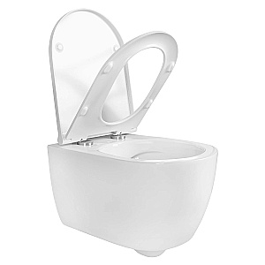 Унитаз подвесной Aquatek ПОЛАРИС AQ0700-00+INS-0000012+KDI-0000036+KKI-0000002 белый, безободковый, с крышкой микролифт, с инсталляцией и кнопкой нержавеющая сталь купить в интернет-магазине Sanbest