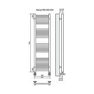 Полотенцесушитель водяной Terminus Аврора П22 300x1200 купить в интернет-магазине сантехники Sanbest