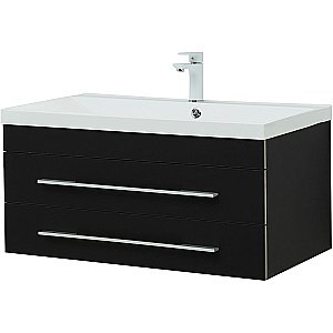 Тумба с раковиной Aquanet Верона New 90 281099 черная матовая для ванной в интернет-магазине Sanbest