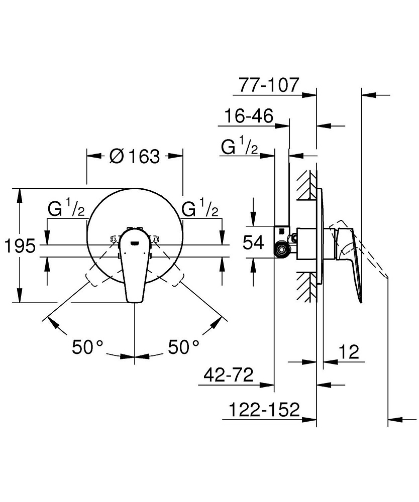 Смеситель для душа Grohe BauEdge 2020 29078001 купить в интернет-магазине сантехники Sanbest