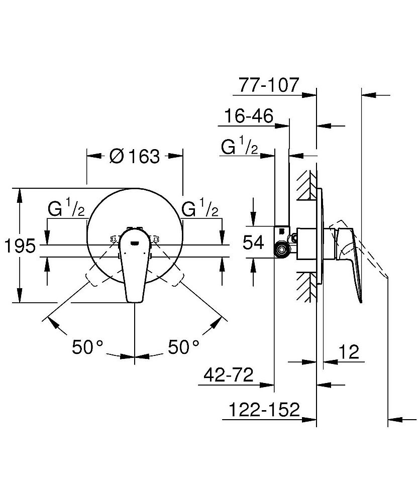 Смеситель для душа Grohe BauEdge 2020 29078001 купить в интернет-магазине сантехники Sanbest