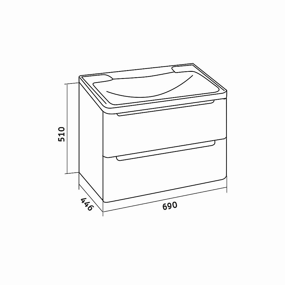 Тумба с раковиной подвесная Grossman АДЕЛЬ 70 белая для ванной в интернет-магазине Sanbest