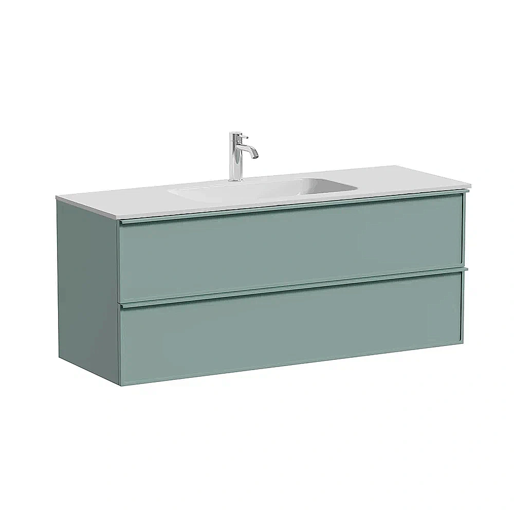 Тумба с раковиной Sancos Velta 120 VL120GG+CN7006 серо-зеленая матовая/раковина белая, с отверстием для ванной в интернет-магазине Sanbest