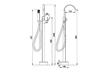 Смеситель для ванны Boch Mann RESIA Вlack BM9191 купить в интернет-магазине сантехники Sanbest