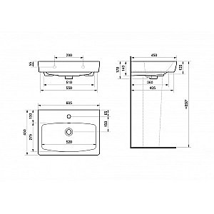 Раковина мебельная Santek Нео 61 1.WH30.2.186 белая купить в интернет-магазине Sanbest