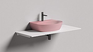 Раковина Salini ALDA WALL 03 140323MF 71 из искусственного камня S-Stone, матовая, цвет по RAL полностью купить в интернет-магазине Sanbest