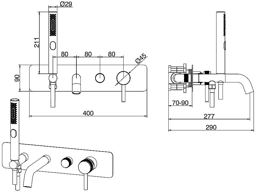 Смеситель для ванны Allen Brau Priority 5.31006-BN купить в интернет-магазине сантехники Sanbest
