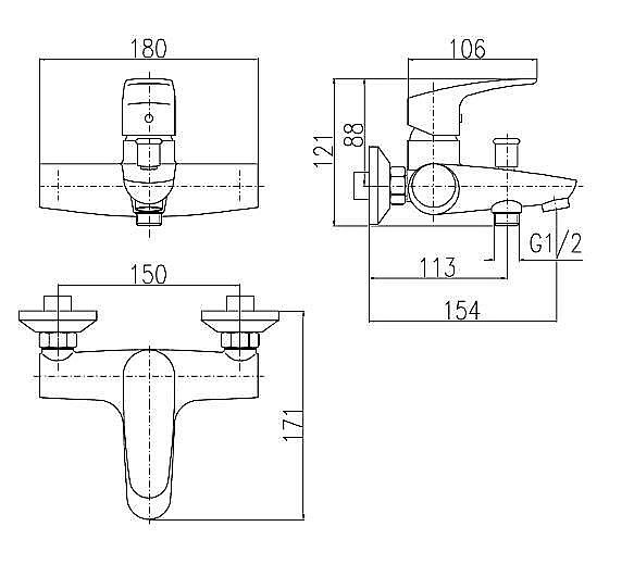 Смеситель для ванны Rav-Slezak AMUR AM754.5/1 купить в интернет-магазине сантехники Sanbest
