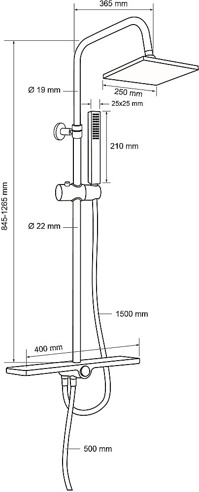 Душевая система Aquanet Pragmatic S AF430-70-S-C купить в интернет-магазине сантехники Sanbest