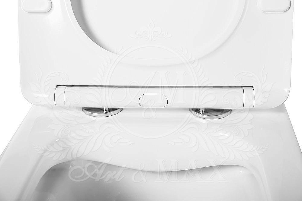 Унитаз подвесной Art&Max PLATINO AM9321CHR/SC белый, с сиденьем микролифт, безободковый купить в интернет-магазине Sanbest