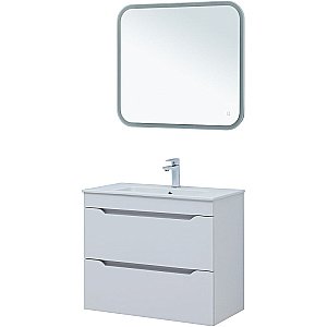 Тумба с раковиной Aquanet Практика 80 330459 белая матовая для ванной в интернет-магазине Sanbest