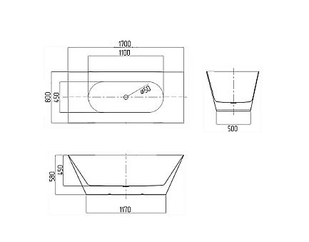 Ванна акриловая Grossman Cristal 170х80 GR-2023 белая купить в интернет-магазине Sanbest