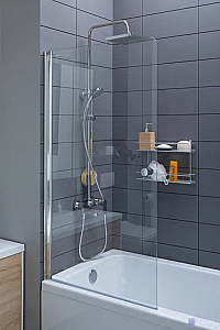 Шторка на ванну Aquanet Alfa 1 75 NF6211 прозрачное стекло/профиль хром купить в интернет-магазине Sanbest