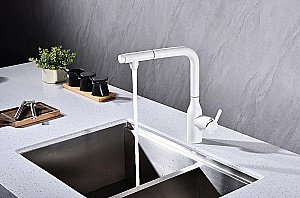 Смеситель для кухни Paulmark Viper Vi213105-WH белый матовый купить в интернет-магазине сантехники Sanbest