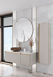 Пенал Armadi Art QUATRO CASHMERE профиль MATT GOLD для ванной в интернет-магазине сантехники Sanbest