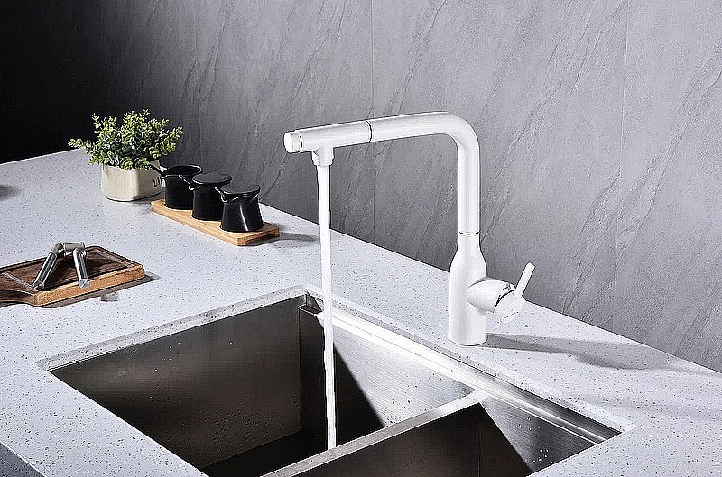 Смеситель для кухни Paulmark Viper Vi213105-WH белый матовый купить в интернет-магазине сантехники Sanbest