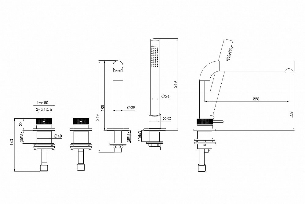 Смеситель для ванны ABBER Emotion 316 AF8813BRG розовое золото брашированное купить в интернет-магазине сантехники Sanbest