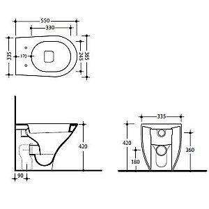 Унитаз приставной Kerasan Aquatech 3718 Белый, безободковый купить в интернет-магазине Sanbest