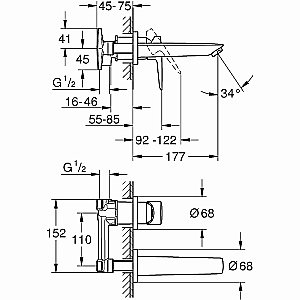 Смеситель для раковины Grohe BauEdge New 20474001 хром купить в интернет-магазине сантехники Sanbest