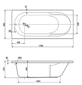 Ванна акриловая Cezares ARNO-170-80-45-W37 купить в интернет-магазине Sanbest