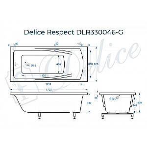 Ванна Delice Respect DLR330046-G 170х80 белая купить в интернет-магазине Sanbest
