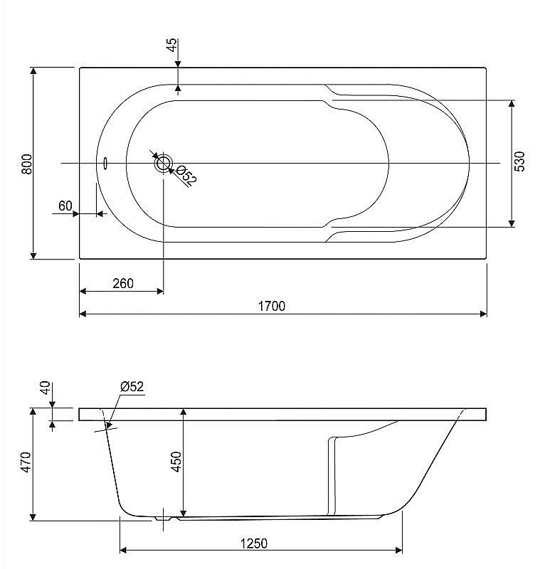 Ванна акриловая Cezares ARNO-170-80-45-W37 купить в интернет-магазине Sanbest
