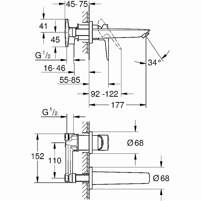 Смеситель для раковины Grohe BauEdge New 20474001 хром купить в интернет-магазине сантехники Sanbest