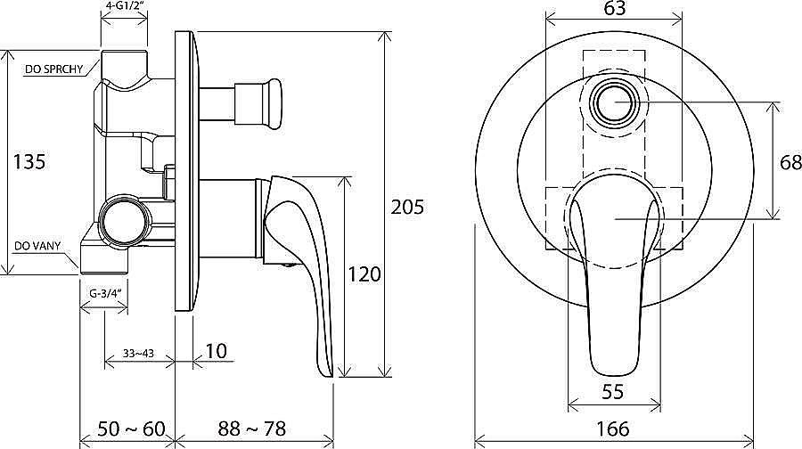 Смеситель для душа Ravak Rosa RS 061.01 купить в интернет-магазине сантехники Sanbest