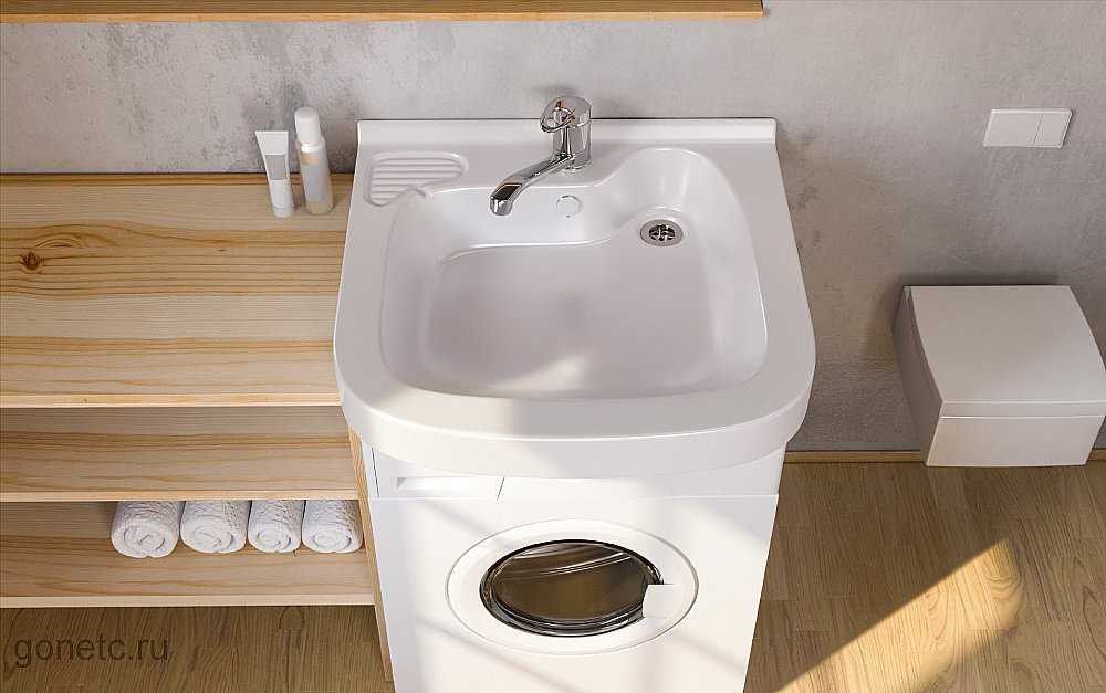 Раковина на стиральную машину Кувшинка Юни 60 белая купить в интернет-магазине Sanbest