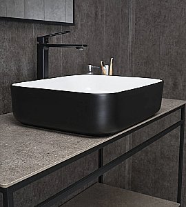 Раковина накладная Gid Geometrico 50 Nc366 52205 белая, черная купить в интернет-магазине Sanbest