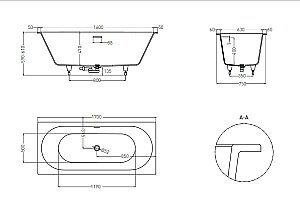 Ванна Salini Ornella AXIS Kit S-Sense 170x75 103513G белая купить в интернет-магазине Sanbest