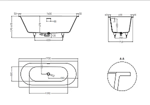 Ванна Salini Ornella AXIS Kit S-Sense 170x75 103513G белая купить в интернет-магазине Sanbest
