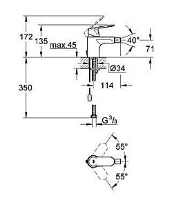 Смеситель для биде Grohe DN 15 Eurosmart Cosmopolitan 32840 000 купить в интернет-магазине сантехники Sanbest