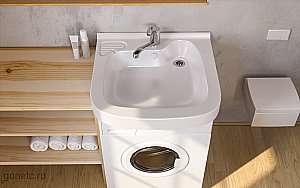 Раковина на стиральную машину Кувшинка Юни 60 белая купить в интернет-магазине Sanbest