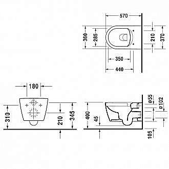 Унитаз подвесной Duravit Me by Starck 2528090000 белый купить в интернет-магазине Sanbest