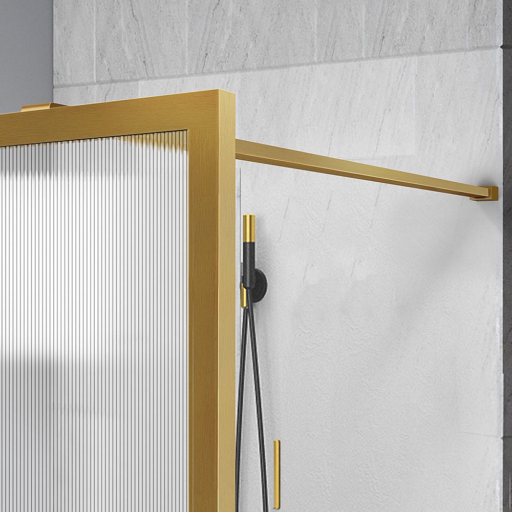 Душевая перегородка Vincea Walk-In VSW-1HP120FLBG 120 стекло рифленое/профиль брашированное золото купить в интернет-магазине Sanbest