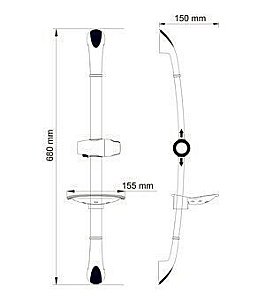 Душевая штанга WasserKRAFT A006 68 см купить в интернет-магазине сантехники Sanbest
