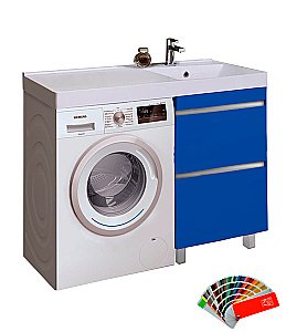 Тумба с раковиной напольная Lotos 120 с двумя ящиками любой цвет под заказ для ванной в интернет-магазине Sanbest