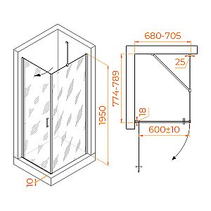 Душевой уголок RGW Leipzig LE-034 (LE-003 + Z-14) 70х80 351203478-11 стекло прозрачное/профиль хром купить в интернет-магазине Sanbest