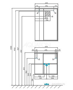 Зеркальный шкаф Акватон Бостон 60 светлое дерево купить в интернет-магазине сантехники Sanbest