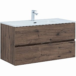 Тумба с раковиной Aquanet Алвита new 100 334188 дуб веллингтон табак для ванной в интернет-магазине Sanbest
