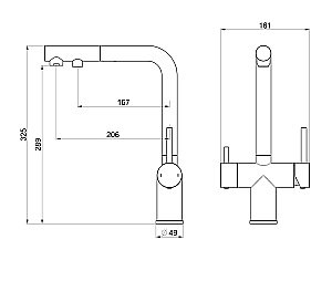 Смеситель для кухни WONZON & WOGHAND WW-88458018-BGM темный графит купить в интернет-магазине сантехники Sanbest